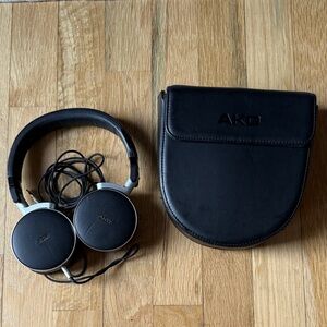 AKG Foldable On-Ear Headphones in Black - Portable Case Included